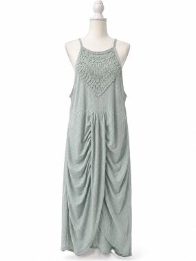 Crochet Halter Maxi Dress in Light Sage - Women